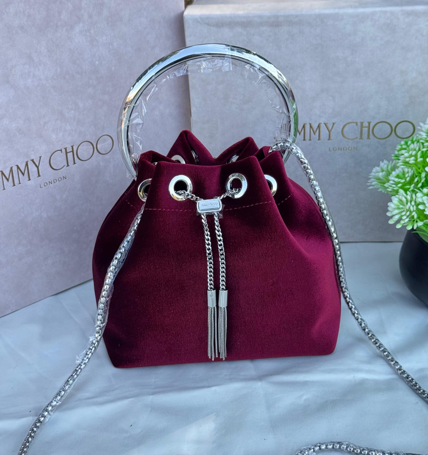 JIMMY CHOO Bon Bon top velvet handle bag Super master Quality with box and dust bag Size 16 cm