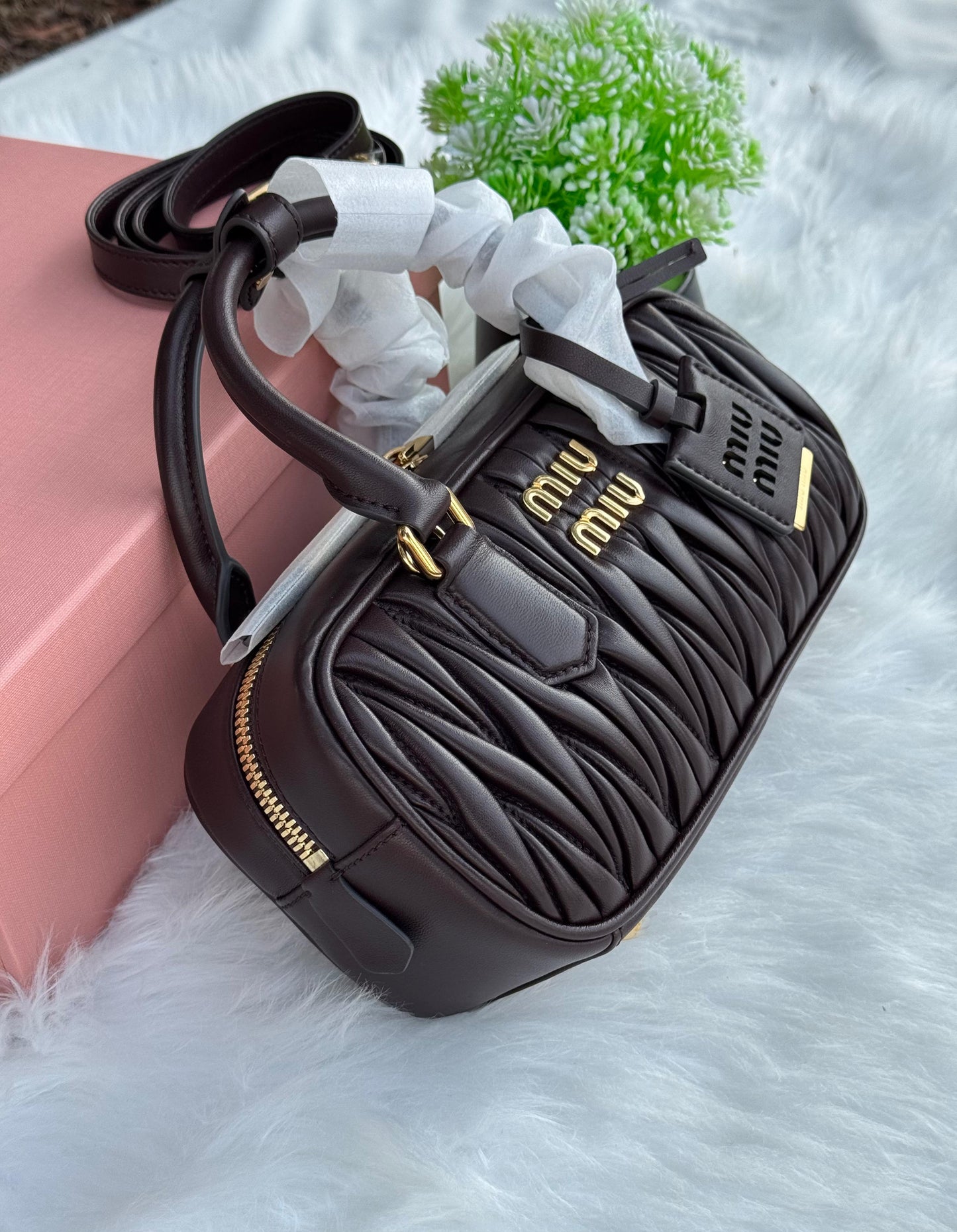 MIU MIU Arcadie matelassé nappa leather Super master Quality with box and dust bag Size 22 Cm