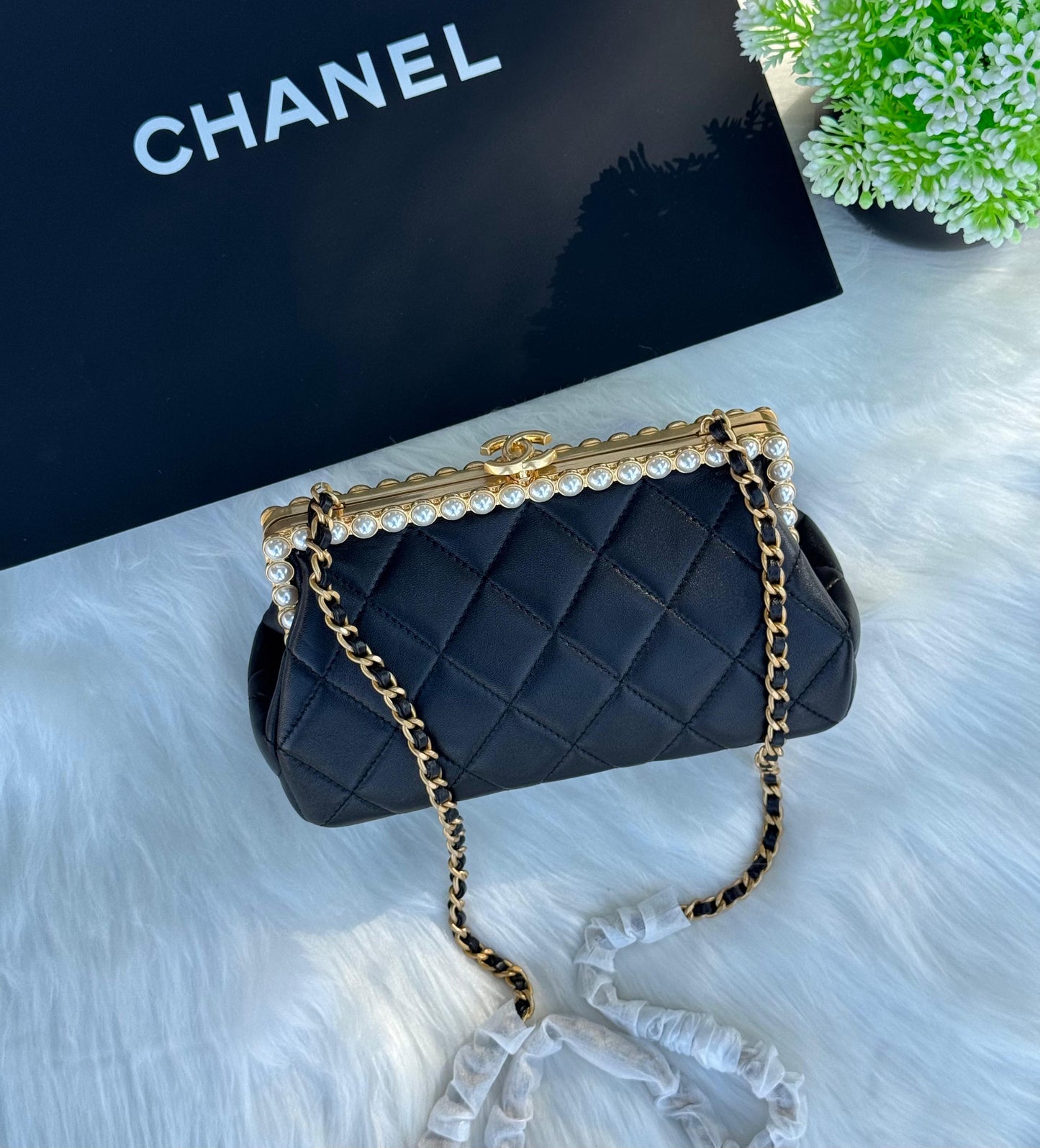 CHANEL CLUTCH Pearly Lambskin Super master Quality with box and dust bag Size 20 cm