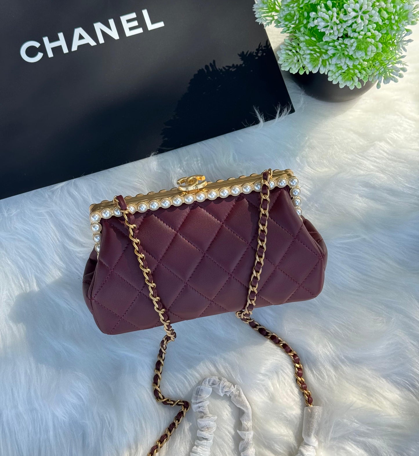 CHANEL CLUTCH Pearly Lambskin Super master Quality with box and dust bag Size 20 cm
