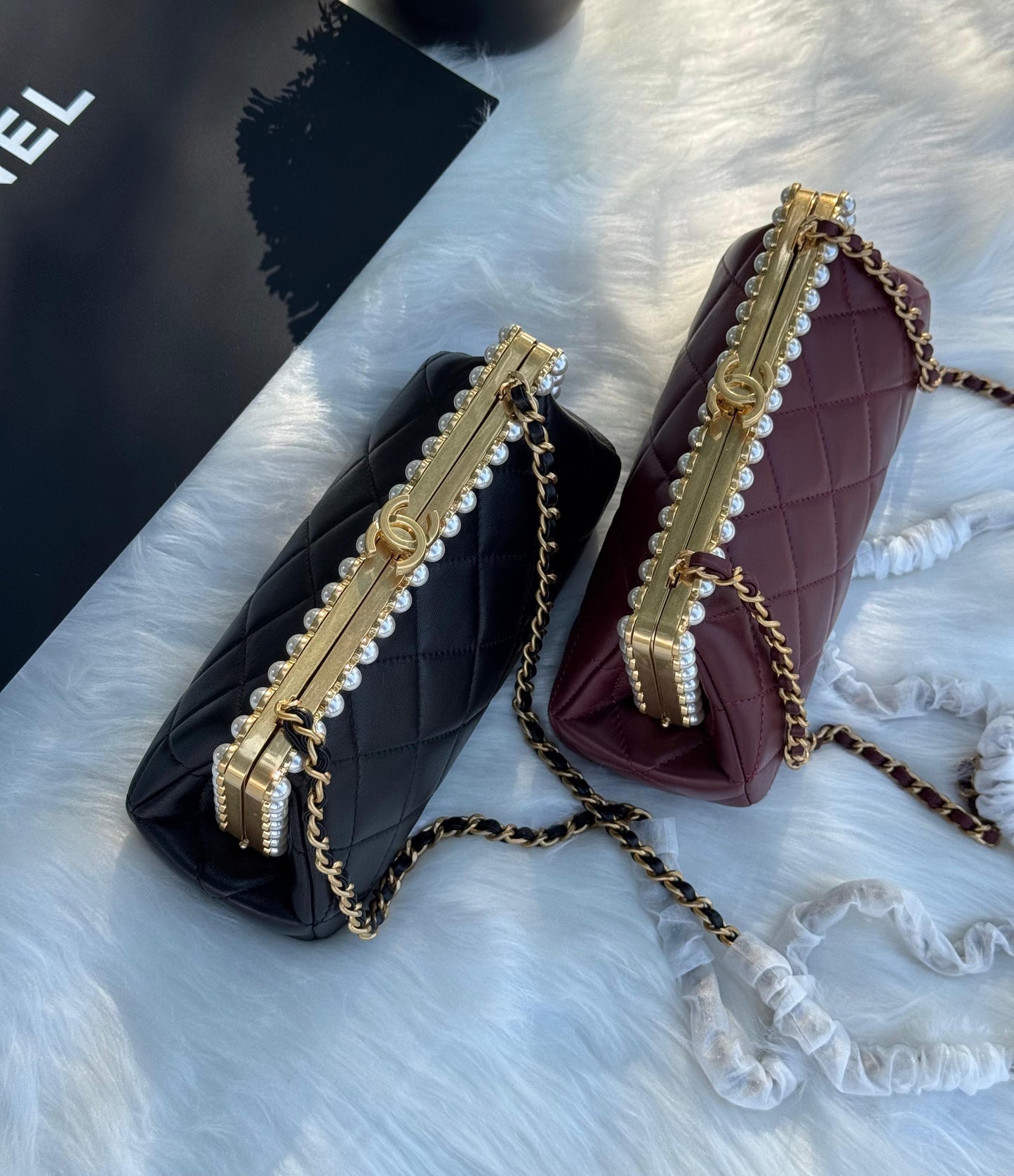 CHANEL CLUTCH Pearly Lambskin Super master Quality with box and dust bag Size 20 cm