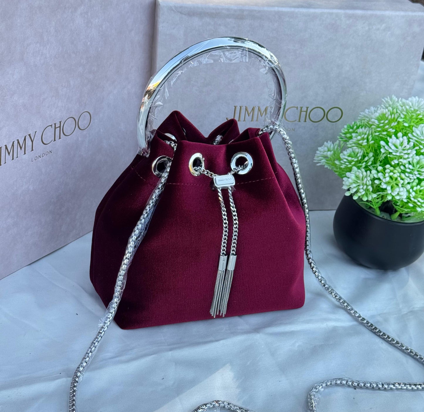 JIMMY CHOO Bon Bon top velvet handle bag Super master Quality with box and dust bag Size 16 cm