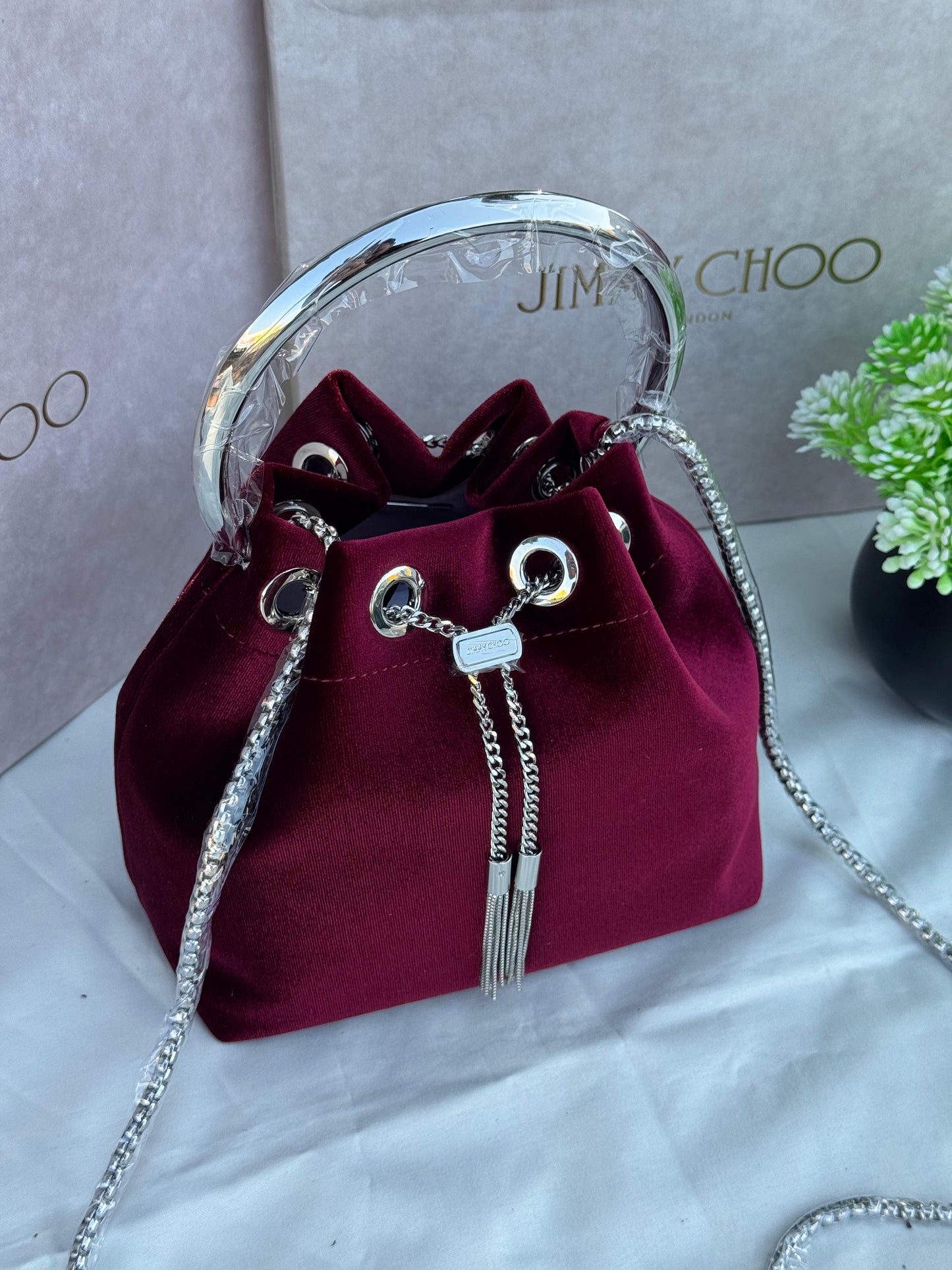JIMMY CHOO Bon Bon top velvet handle bag Super master Quality with box and dust bag Size 16 cm