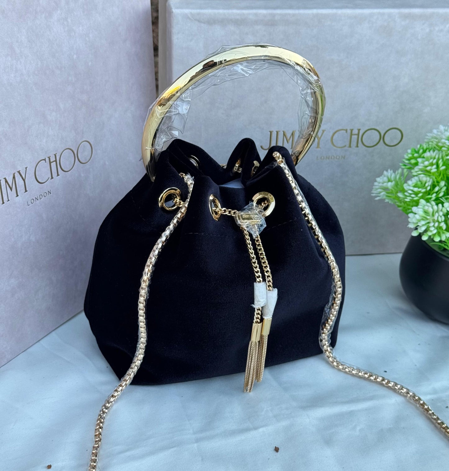JIMMY CHOO Bon Bon top velvet handle bag Super master Quality with box and dust bag Size 16 cm