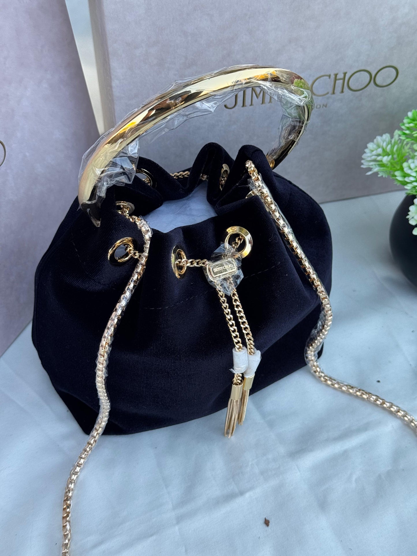 JIMMY CHOO Bon Bon top velvet handle bag Super master Quality with box and dust bag Size 16 cm
