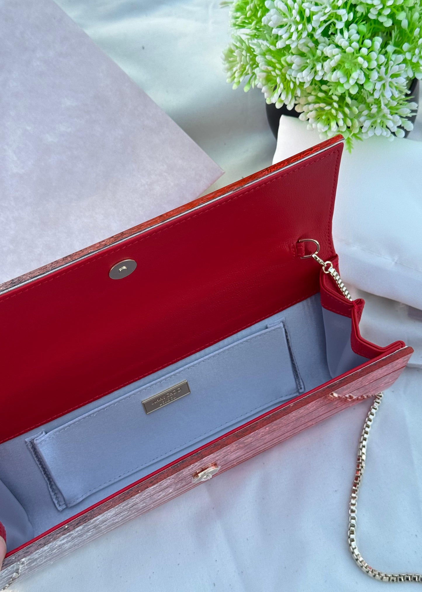 JIMMY CHOO Clutch Bag Glitter Plexi Super master Quality with box and dust bag Size 24 cm