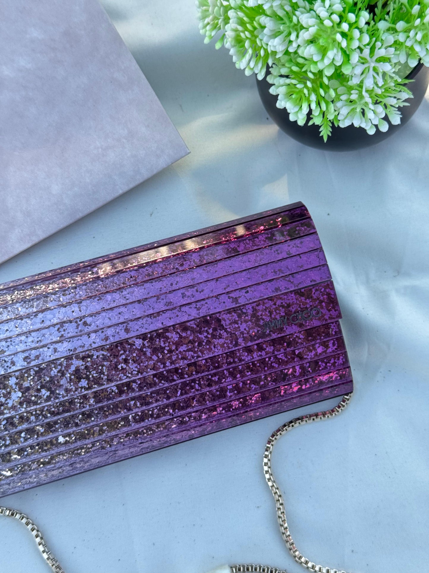 JIMMY CHOO Clutch Bag Glitter Plexi Super master Quality with box and dust bag Size 24 cm