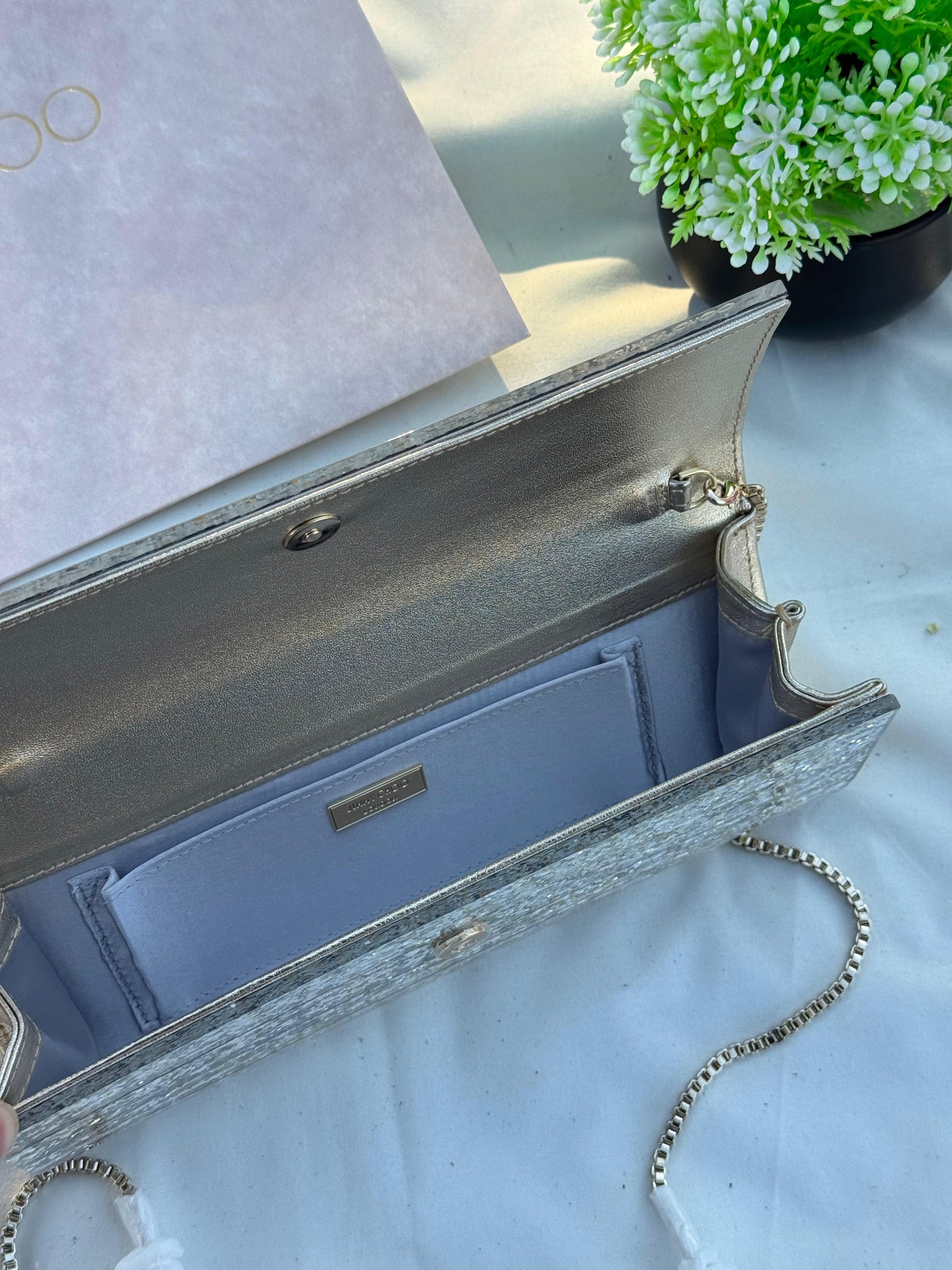 JIMMY CHOO Clutch Bag Glitter Plexi Super master Quality with box and dust bag Size 24 cm