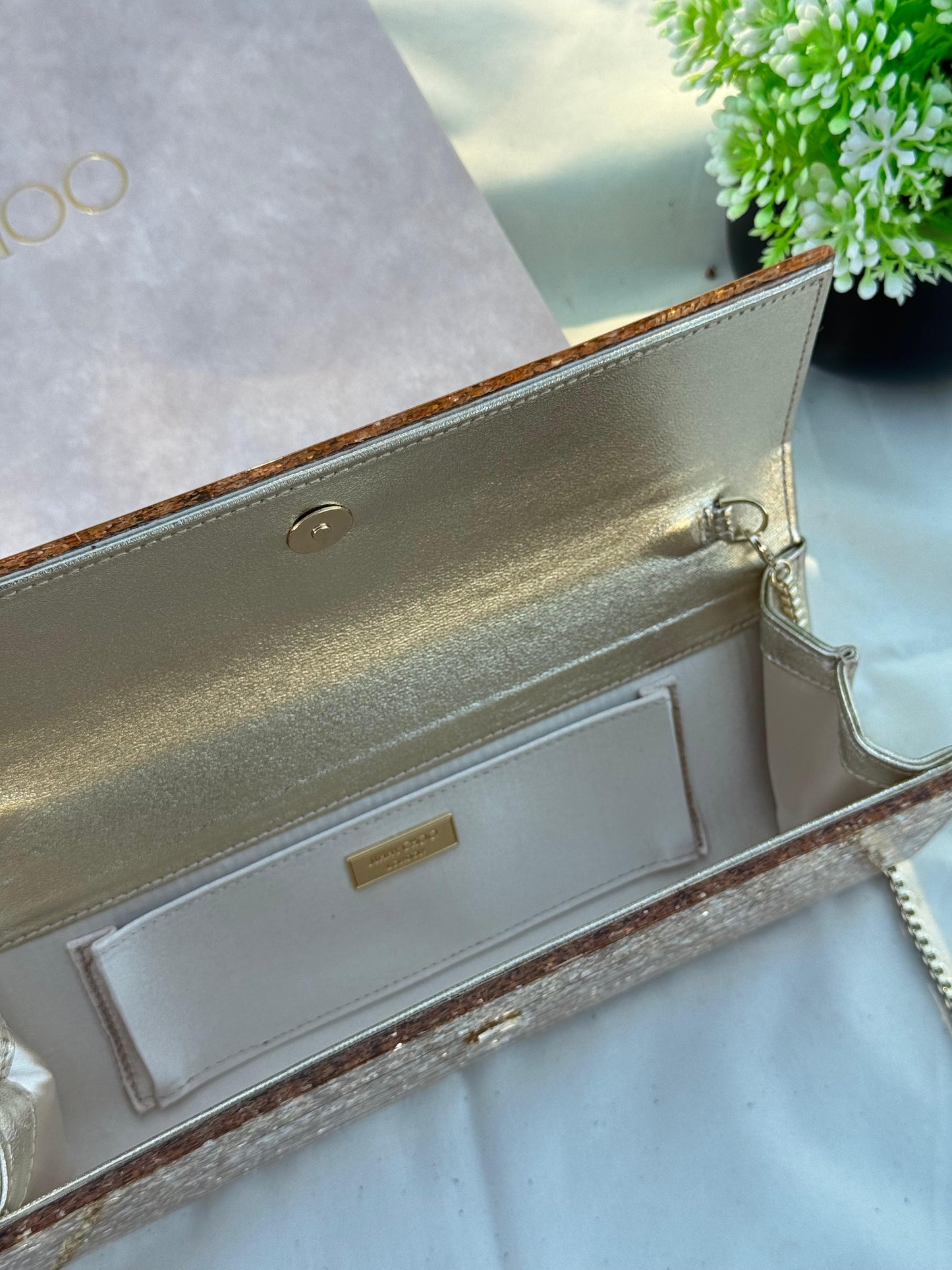 JIMMY CHOO Clutch Bag Glitter Plexi Super master Quality with box and dust bag Size 24 cm