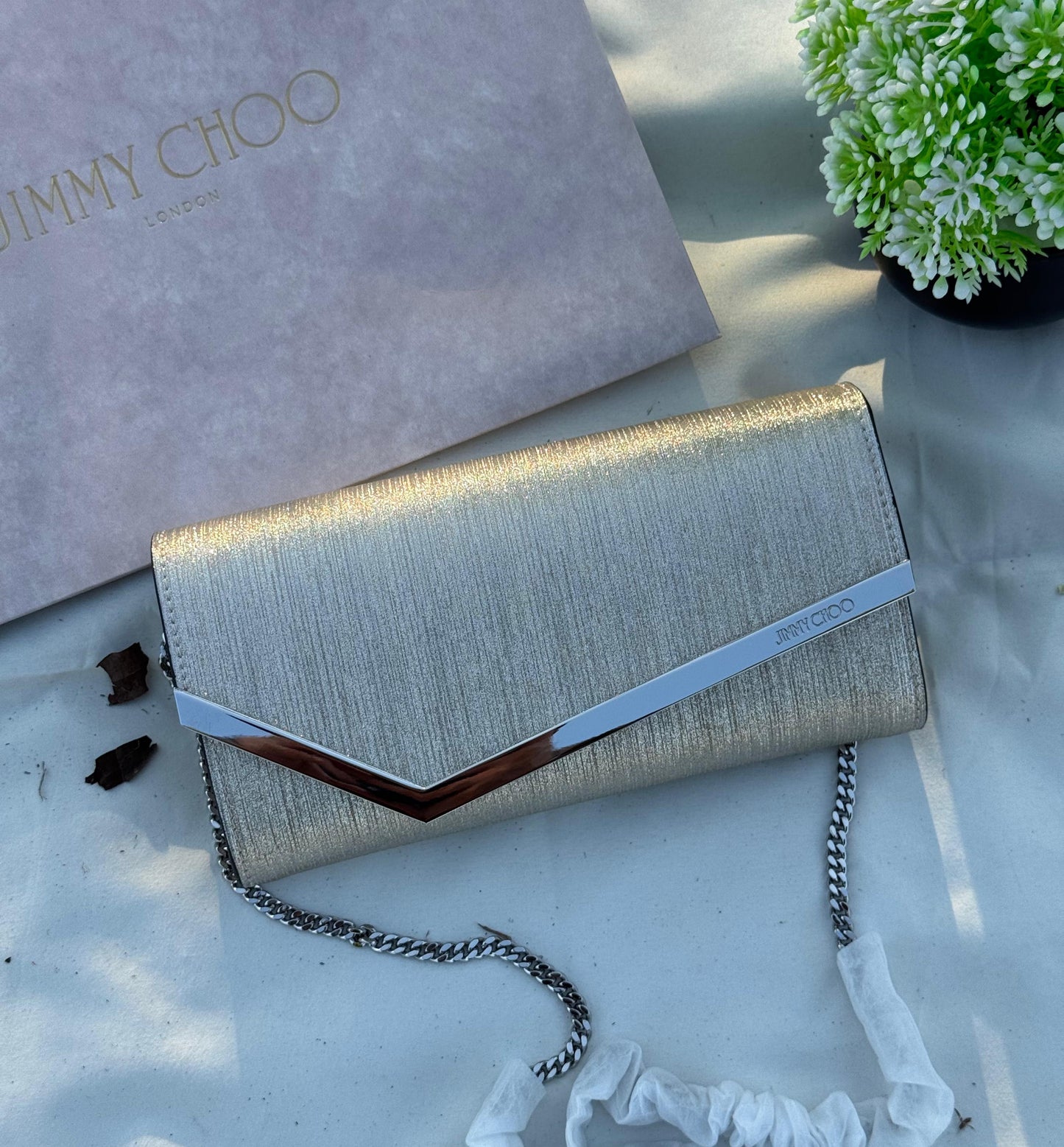 JIMMY CHOO Emmie Clutch Bag Super master Quality with box and dust bag Size  22 cm