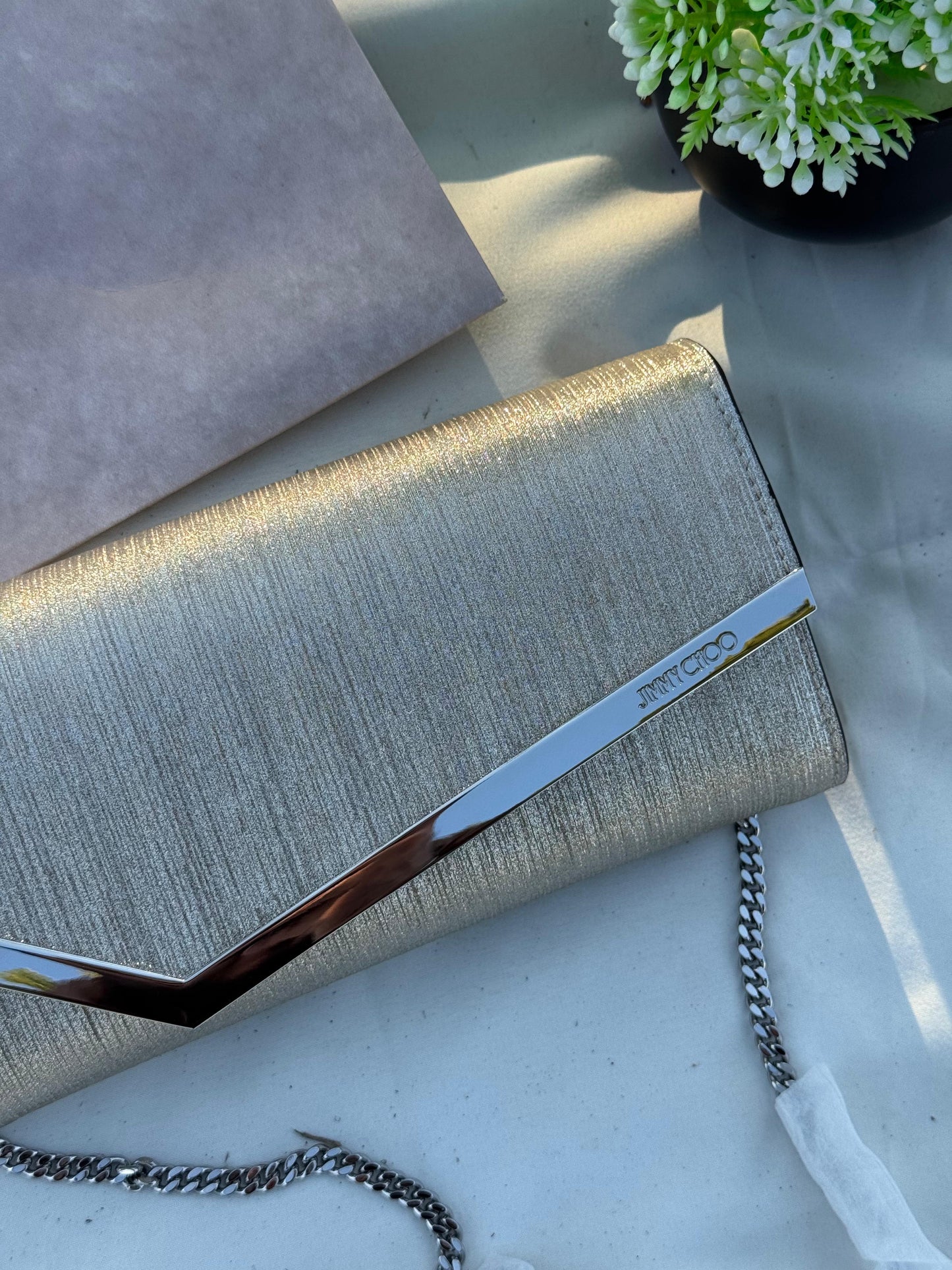 JIMMY CHOO Emmie Clutch Bag Super master Quality with box and dust bag Size  22 cm