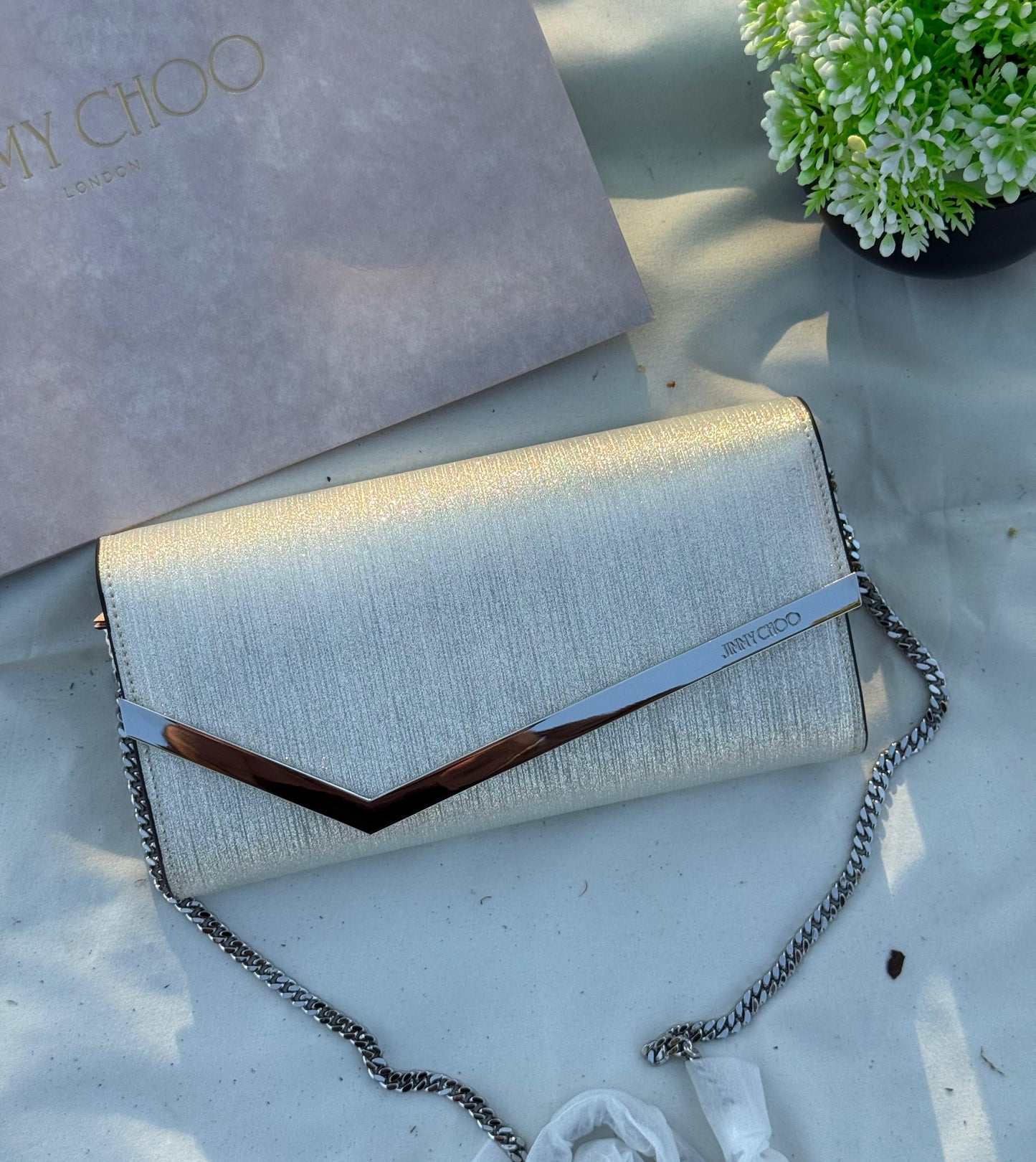 JIMMY CHOO Emmie Clutch Bag Super master Quality with box and dust bag Size  22 cm