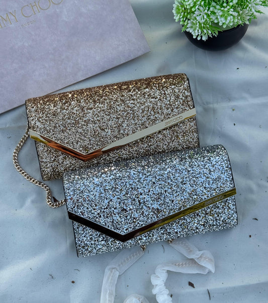 JIMMY CHOO Emmie Clutch Bag Glitter Super master Quality with box and dust bag Size 22 cm