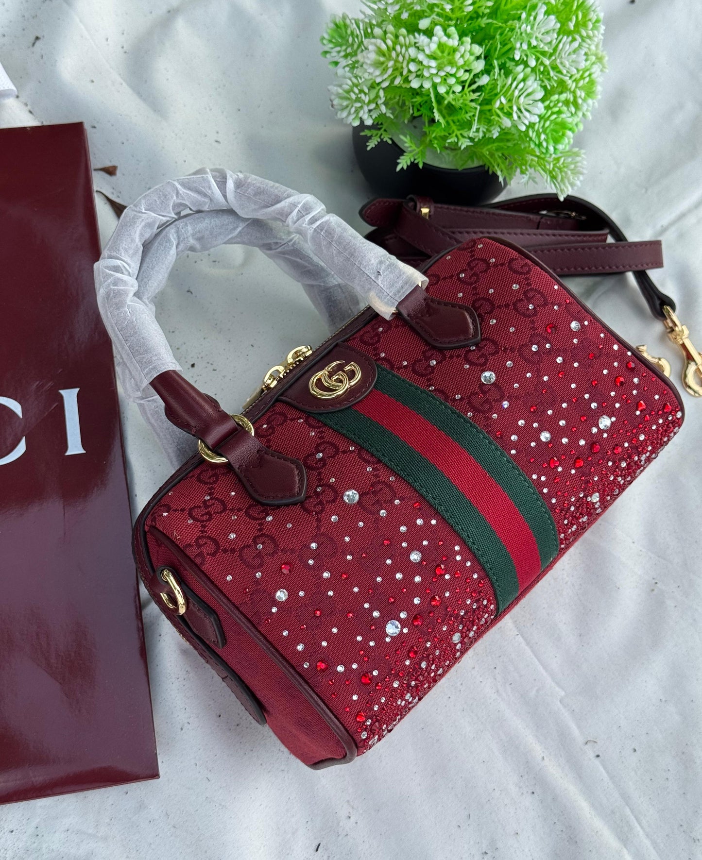 GUCCI Ophidia Crystals boston bag Super master Quality with box and dust bag Size 22 cm