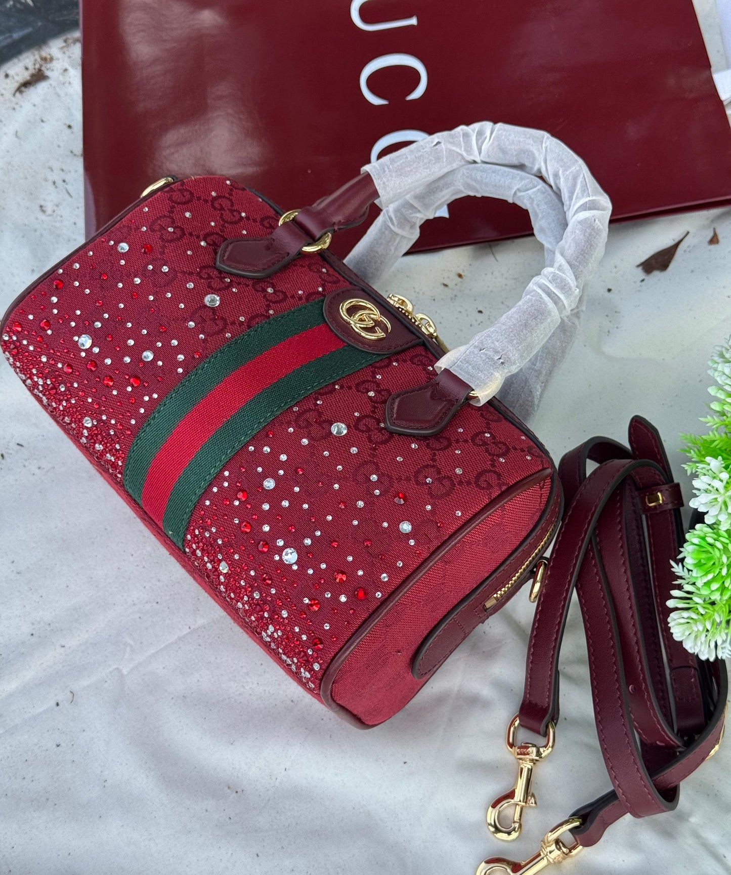 GUCCI Ophidia Crystals boston bag Super master Quality with box and dust bag Size 22 cm