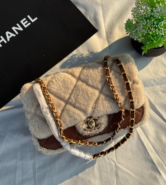 CHANEL Shearling Lambskin Quilted Flap Bag Super master Quality with box and dust bag