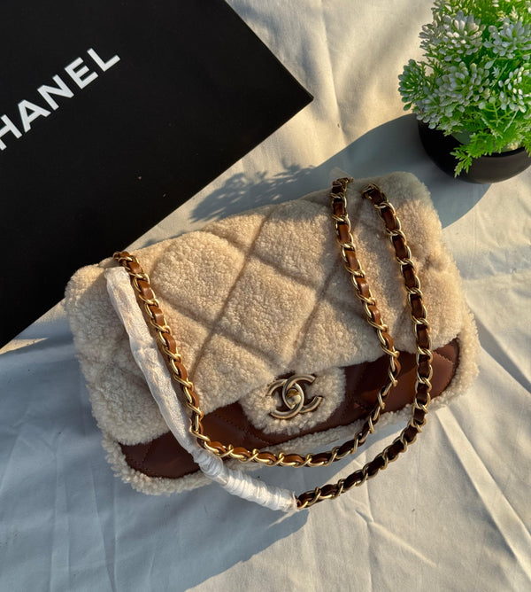 CHANEL Shearling Lambskin Quilted Flap Bag Super master Quality with box and dust bag