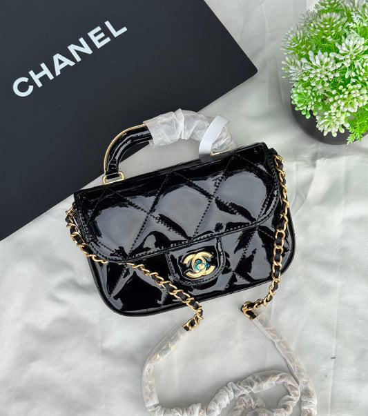 CHANEL MINI Metalic FLAP TOP HANDLE Super master Quality with box and dust bag Size 19 Cm