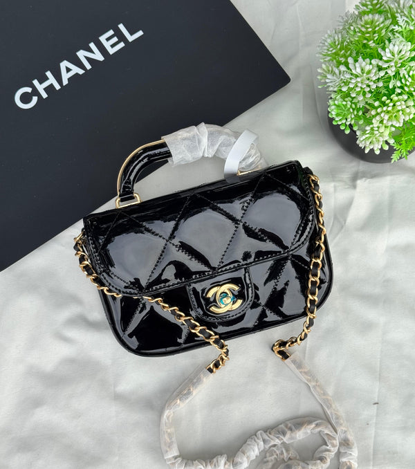 CHANEL MINI Metalic FLAP TOP HANDLE Super master Quality with box and dust bag Size 19 Cm