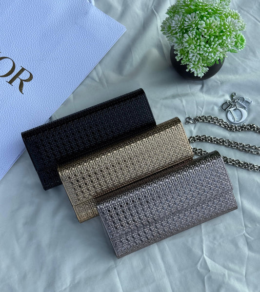 DIOR Wallet on Chain with the signature Cannage stitching Super master Quality with box and dust bag