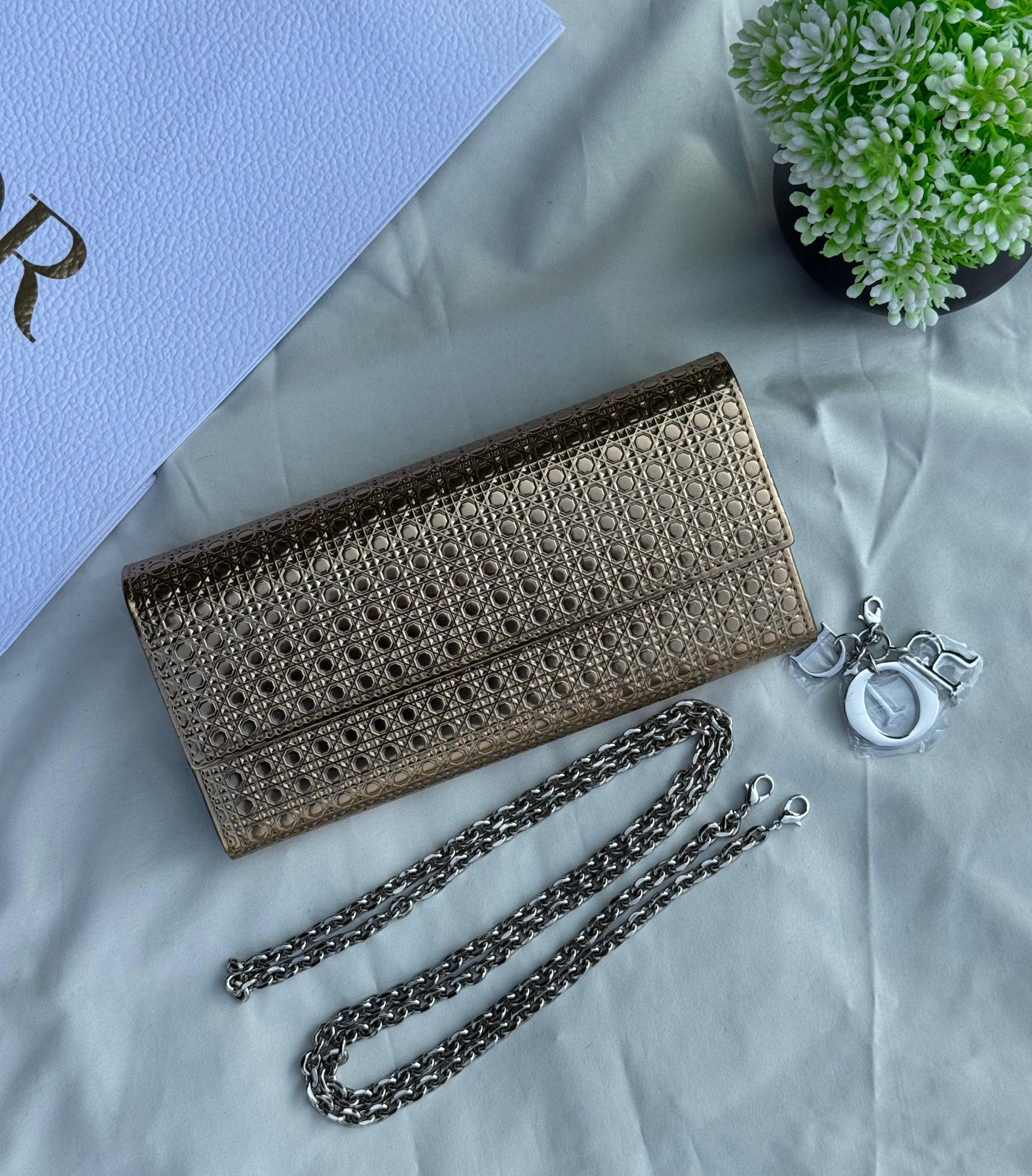 DIOR Wallet on Chain with the signature Cannage stitching Super master Quality with box and dust bag