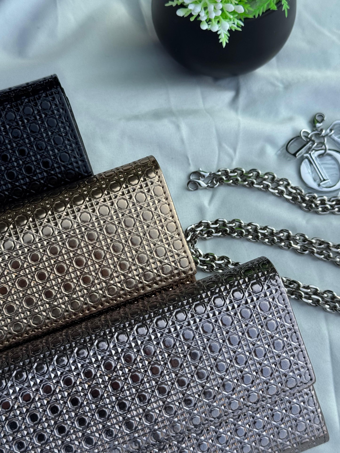 DIOR Wallet on Chain with the signature Cannage stitching Super master Quality with box and dust bag